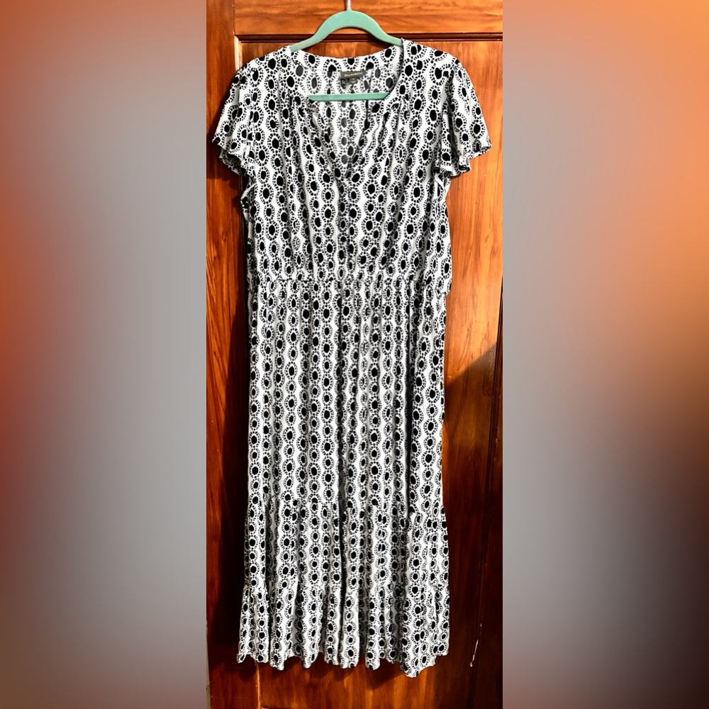 Style & Co. Monochrome Abstract Maxi Dress 2X
